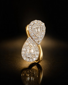 Luxury 14K <b>Gold</b> Double Pear Shape <b>Ring</b> with Sparkling Diamond Look Stones Elegant Bridal Jewelry for Women - Product Image 3