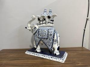Handmade Blue Pottery Ambabari <b>Elephant</b> Statue | Metal Decorative Royal Howdah | Modern Design Graduation New Year Home <b>Decor</b> - Product Image 6