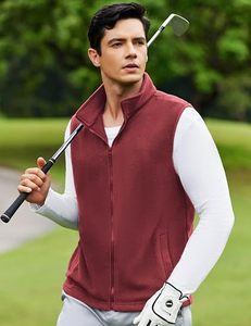 High Quality <b>Men's</b> <b>Burgundy</b> Sleeveless Full Zip Vest Stand Collar Lightweight Casual Outdoor Layering <b>Waistcoat</b> - Product Image 5