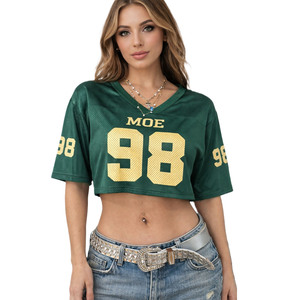 เสื้อเจอร์ซีย์อเมริกันฟุตบอลแขนสั้นผ้าตาข่ายสำหรับผู้หญิง ระบายอากาศได้ดี สไตล์สตรีทแวร์ เสื้อกีฬา รับผลิตตามแบบ OEM แบรนด์ส่วนตัว - Product Image 1