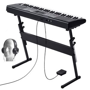 Pianoforte Digitale a 61 Tasti con Supporto Portatile Illuminato, 600 Toni, 500 Ritmi, Altoparlante Integrato, Design Compatto - Product Image 1