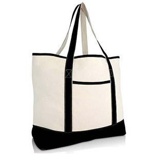 Sac de courses en toile surdimensionné avec fermeture éclair, sac de plage, sac de voyage, sac utilitaire avec poche extérieure - Product Image 4