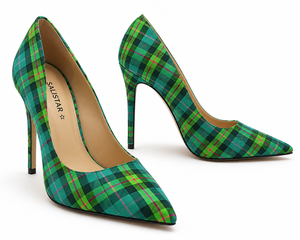 Zapatos de Tacón Alto de Moda de Lujo con Diseño de Tartán Escocés Personalizado para Bodas, para Mujer, OEM - Product Image 1