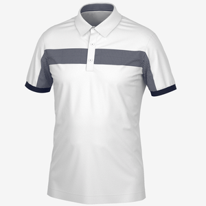 Polo de golf performance pour homme à rayures sur la poitrine et blocs de couleur 2026 – Haut athlétique à manches courtes anti-humidité bleu marine, noir et blanc - Product Image 5