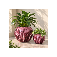 Grand pot décoratif en fibre de verre avec peinture résistante aux UV, pot de jardin rond moderne pour extérieur, conteneur élégant pour la maison