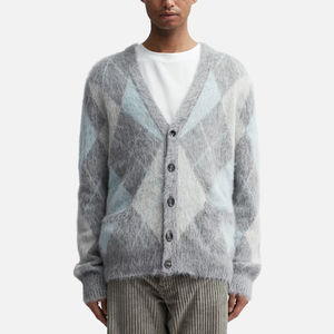 Pull en maille épais unisexe à col en V personnalisé avec logo du fabricant, manches longues, en laine et mohair duveteux, séchage rapide, OEM ODM - Product Image 6