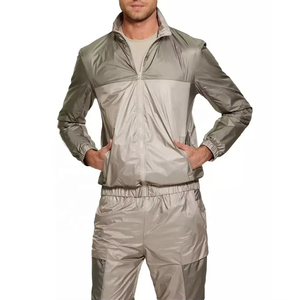2026 Custom Men's Winter Hooded Casual Nylon <b>Zip</b> Windbreaker Jacket & <b>Trouser</b> Set Sports Tracksuit - Product Image 4