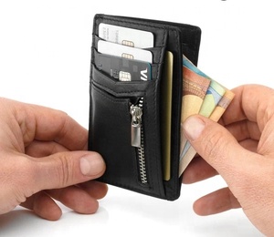 Wholesale High Quality Bank Card Holder Brown Genuine Leather <b>RFID</b> Blocking Card Holder Smallest <b>Men</b> Card <b>Wallet</b> - Product Image 4