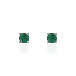 Minimal Round Cut Natural Emerald Gemstone 925 Sterling <b>Silver</b> <b>Stud</b> Unisex May Birthstone Earrings Fine Jewelry - Product Image 1