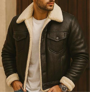 Waterproof Motorcycle Riding Leather Jacket <b>Fleece</b> Lined <b>Thermal</b> Winter Windbreaker Adjustable Hem Stand Collar Front Logo - Product Image 2