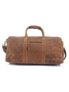 Grand sac de sport en cuir véritable rétro pour hommes sac de voyage week-end à la mode avec fermeture à glissière durable et élégant - Product Image 3