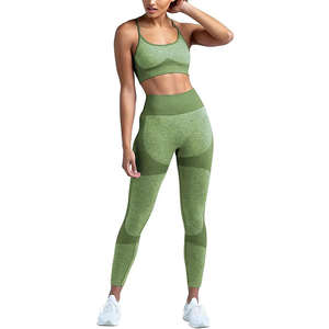 Conjunto de Leggings y Sujetador Deportivo para Mujer de Alta Calidad, con Logotipo Personalizado, Cordón Frontal, Diseño Sólido, 2 Piezas, Ligero, para Fitness, Deportes y Gimnasio - Product Image 4