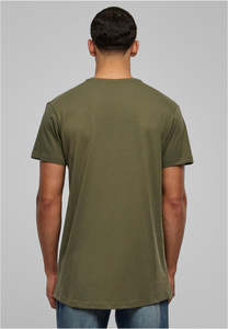 T-shirt homme vert olive personnalisé avec logo, coupe longue, streetwear, manches courtes, coton kaki uni, vêtements, chemise homme à queue tombante - Product Image 3