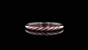 Luxury Rhodium Plated 18k Gold Red Enamel and Lab Grown Diamond <b>Bangle</b> <b>Bracelet</b> Twisted Pave Cuff for Women Wedding - Product Image 2
