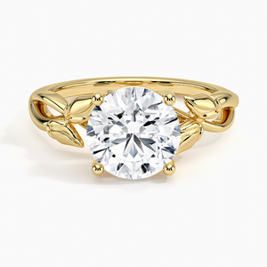 Anillo de compromiso solitario Budding Willow con piedra de moissanita, diseño de engaste de puntas, perla de agua dulce, chapado en oro de 14K, plata 925, GRA - Product Image 1