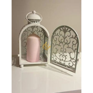 Farol de vela moderno de lujo, grande, de metal, color blanco, hecho de alambre de hierro, para decoración del hogar y bodas, faroles decorativos de mesa. - Product Image 5