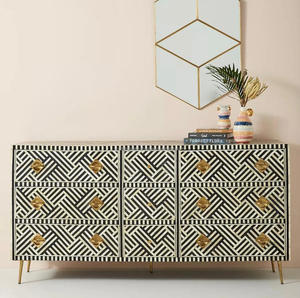 Handcrafted <b>Wooden</b> Bone Inlay Console <b>Table</b> with Angel Style <b>Resin</b> Material <b>for</b> Living Room & Kitchen Home Decor Stall - Product Image 4