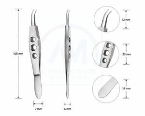 Pince à suture ophtalmique courbée Al Mida Healthcare AMHC-R-380 en acier inoxydable, instrument chirurgical manuel certifié CE - Product Image 5