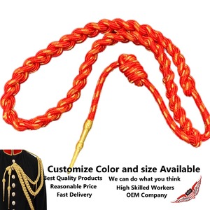 Red <b>Braided</b> Metallic <b>Cord</b> With Brass Tip For Garment - Product Image 2