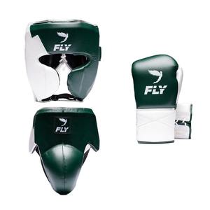 Ensemble de sparring de boxe Fly en cuir véritable blanc et vert, modèle le plus récent, haute qualité, équipement de combat professionnel - Product Image 1