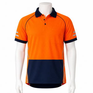 High Visibility Men's Safety Polo Shirt Reflective Workwear Short Sleeve Breathable Mesh Construction Industrial Uniform Pocket - Product Image 4