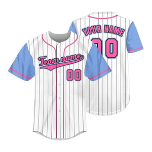 Custom Light Blue Baseball Jersey With Team Name And Number Screen Printed Unisex Adult Short Sleeve Breathable <b>Athletic</b> Apparel - Product Image 3