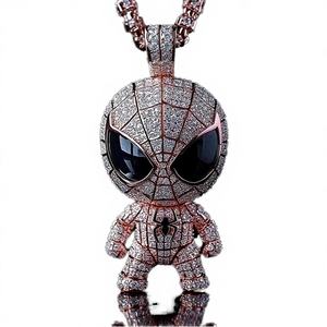 Pendentif Hip Hop en Argent 925 Moissanite en forme de Masque Spider-Man, Collier Bling Iced Out pour Hommes, Bijoux Streetwear Élégants - Product Image 1