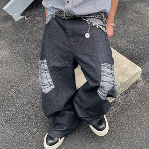 <span class=keywords><strong>Jeans</strong></span> da <span class=keywords><strong>Uomo</strong></span> YUCE di Alta Qualità, Stile Streetwear Personalizzato, Denim Grezzo, Vestibilità Ampia, Design con Patchwork Curvo - Product Image 1