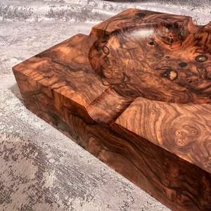 Cendrier de table en bois naturel UO pour salon, balcon et voiture, cendrier en bois au look vintage pour la maison et le bureau, rond, marron chez UO - Product Image 2