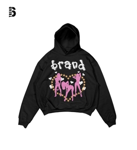 Sudadera con Capucha Negra Extra Grande, 100% Algodón Felpa, Diseño de Logotipo Frontal, Ropa Urbana Unisex, Ecológica, con Bolsillo, para Invierno, Servicio OEM - Product Image 1
