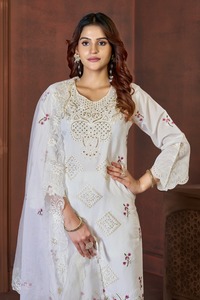 Traje Salwar de Tela de Seda Romana Viscosa de Diseño Moderno, Estilo Indio-Pakistaní, Exclusivo y de Última Moda para Mujer, Ideal para Fiestas, Bodas y Eventos Étnicos - Product Image 6