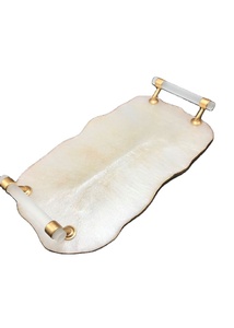 RÉSINE PLATEAU MOULE Ensemble 1Pc Résine Plateau Moule Livré avec 4 Pcs Coaster Moules et 2Pcs Argent Poignées DIY Décoration de La Maison - Product Image 2