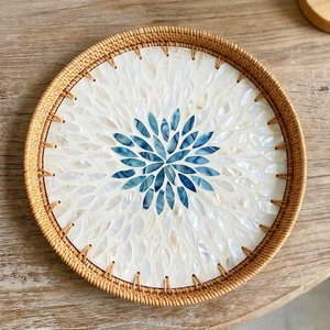 Bandeja minimalista de ratán vietnamita para una estética de hogar limpio o para servir de forma funcional, organización de cocina, artesanía por UO INDIA - Product Image 2