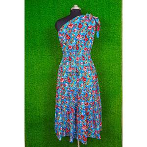 Vestido de Fiesta Sexy de Algodón con Estampado Floral Bohemio de un Solo Hombro para Mujer, Ideal para Damas de Honor, Venta al por Mayor - Product Image 6