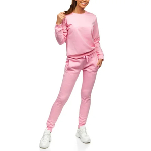 Premium Winter Fleece Cotton Blend <b>Long</b> <b>Sleeve</b> Slim Fit Pullover <b>Top</b> & Sweatpants ODM Activewear Lounge Set - Product Image 2