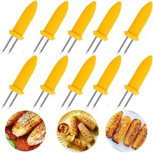 10 Pezzi Spiedini per Mais in Acciaio Inossidabile, Utensile da Cucina per BBQ, Spiedini a Doppia Punta per Mais Dolce - Product Image 1