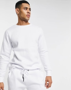 Chándal de Algodón Blanco para Hombre, Cuello Redondo, Color Sólido Informal, con Bolsillos Laterales, Cintura Elástica, Corte Regular, Ropa de Primavera - Product Image 4