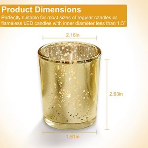 24 Portavelas de Cristal Dorado con Efecto Mercurio, Linternas Brillantes, Frascos para Velas, para Bodas, Cumpleaños, Fiestas y Hogar - Product Image 4