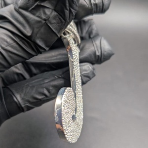 Luxury 925 <b>Silver</b> Moissanite Letter J Pendant With Crown Micro Pave Round Brilliant Cut Themed <b>Charm</b> Unisex Everyday Wear - Product Image 4