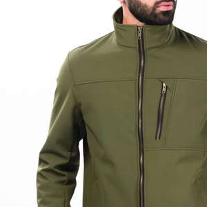 Men's Olive Green Bomber Jacket Stand Collar Zipper Closure Casual Windproof Polyester Outerwear Autumn Wear - Product Image 5