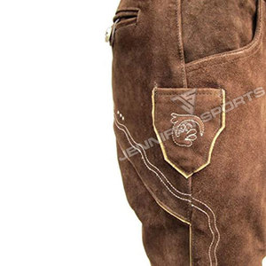 Stylish Oktoberfest German Trachten Bavarian Traditional <b>Men's</b> Solid Casual Under-Knee Suede Leather Lederhosen With Suspender - Product Image 6