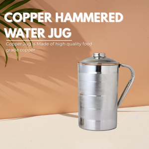 Carafe en acier inoxydable de 1800 ml avec revêtement extérieur en acier et intérieur en cuivre, grande capacité, bienfaits ayurvédiques pour la santé, accessoire couvercle inclus - Product Image 6