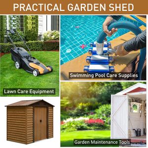 Casetta da Giardino in Metallo Marrone per Arredi da Esterno 7.7x6.4 ft, 2 Porte, 4 Prese d'Aria, Facile Montaggio - Product Image 4