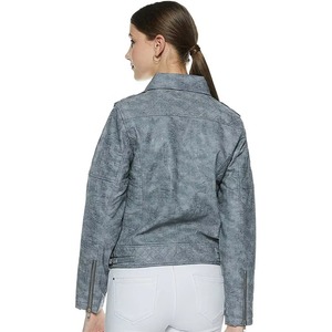 Nouvelle veste en cuir tricotée zippée pour femme, coupe droite classique avec col rabattable, rembourrée en coton pour le quotidien - Product Image 6