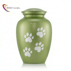 Durable Aluminum Paw Print <b>Pet</b> Urn Handcrafted Metal Keepsake for Dogs Cats Elegant Pea Green Custom Colour Secure Funeral Urns - Product Image 1