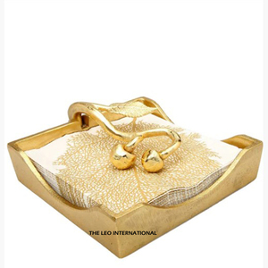 ที่ใส่ผ้าเช็ดปากทรงสี่เหลี่ยมสำหรับโต๊ะอาหารในโรงแรม ชุบทอง สำหรับร้านอาหาร งานแต่งงาน และงานเลี้ยง - Product Image 1