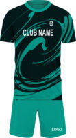 Ensemble de maillots de football personnalisés sublimés pour hommes, manches courtes, col mandarin, vert et noir, 100 % polyester, respirant et anti-humidité, été