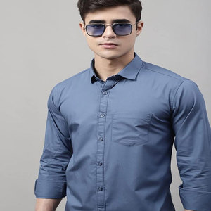 Camisas informales ajustadas de algodón 100% Premium para hombre, cuello extendido transpirable para vacaciones y mangas completas antiarrugas para adolescentes - Product Image 3