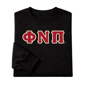 Maglietta a Maniche Lunghe con 3 Lettere Kappa Alpha Psi Phi Nu Pi, Nera, Abbigliamento per Fraternità Greca con Design Classico, Comfort e Stile Premium - Product Image 6