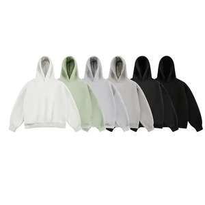 Melange Oversized Boxy Hoodie Heavyweight 600 GSM Cropped Drop Shoulder <b>Pullover</b> Streetwear Hoodie - Product Image 1